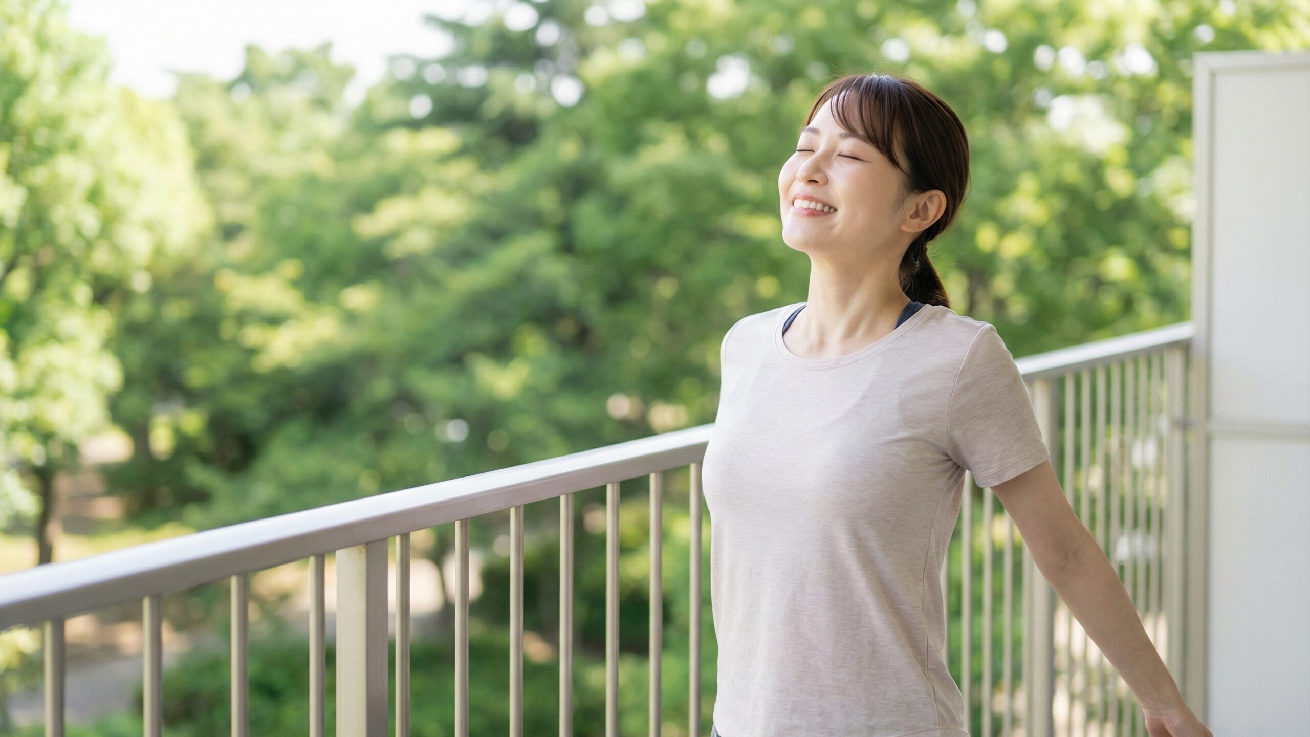 食物繊維で腸内環境を整え、スッキリとした朝を迎えるイメージ。健康的な体づくりと清々しいライフスタイル。