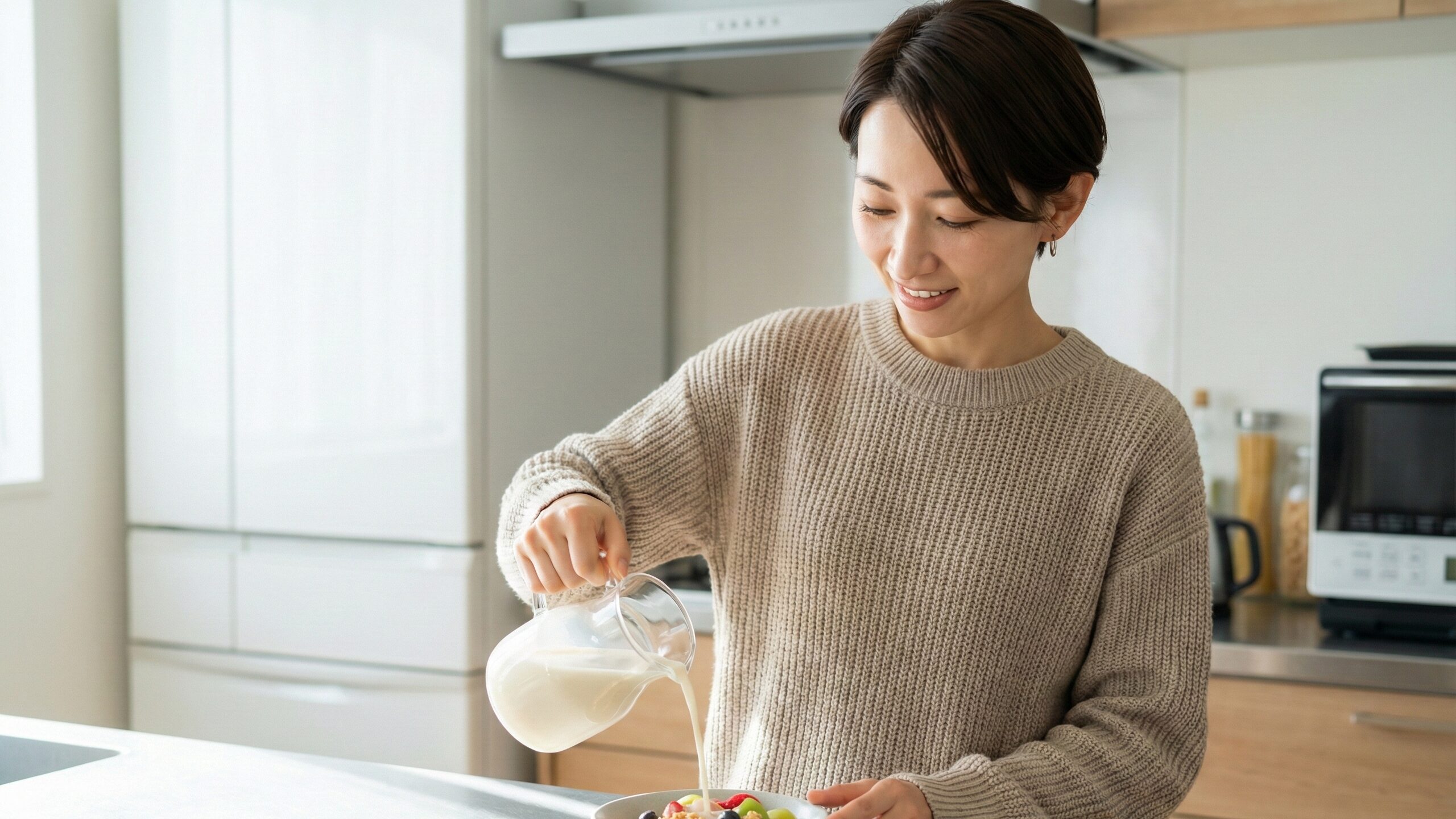 オーツミルクが体に悪いという不安を解消し、毎日の生活に正しく摂り入れて健康を維持する習慣。