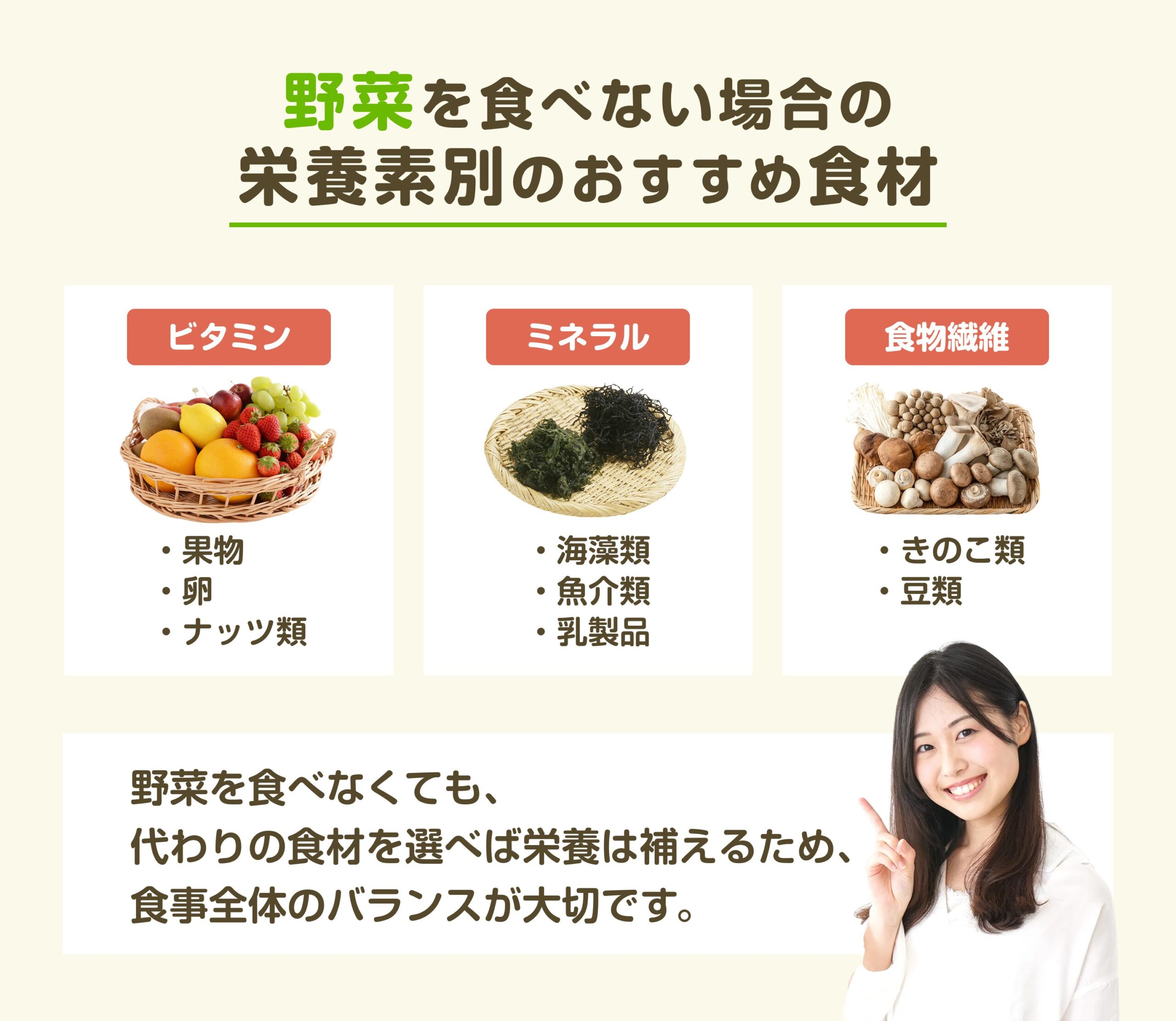 野菜を食べない場合に代わりに栄養を補えるおすすめ食材リスト